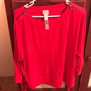 Chico’s mango suede fringe top